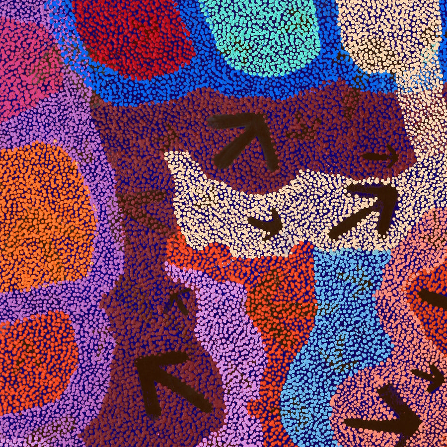 Aboriginal Artwork by Margaret Nangala Gallagher, Yankirri Jukurrpa (Emu Dreaming), 122x107cm