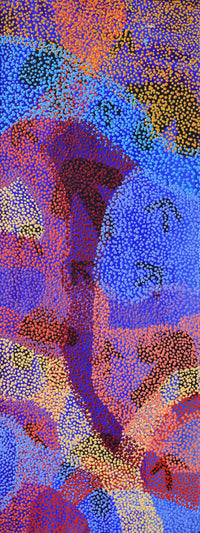 Aboriginal Artwork by Margaret Nangala Gallagher, Yankirri Jukurrpa (Emu Dreaming), 122x46cm