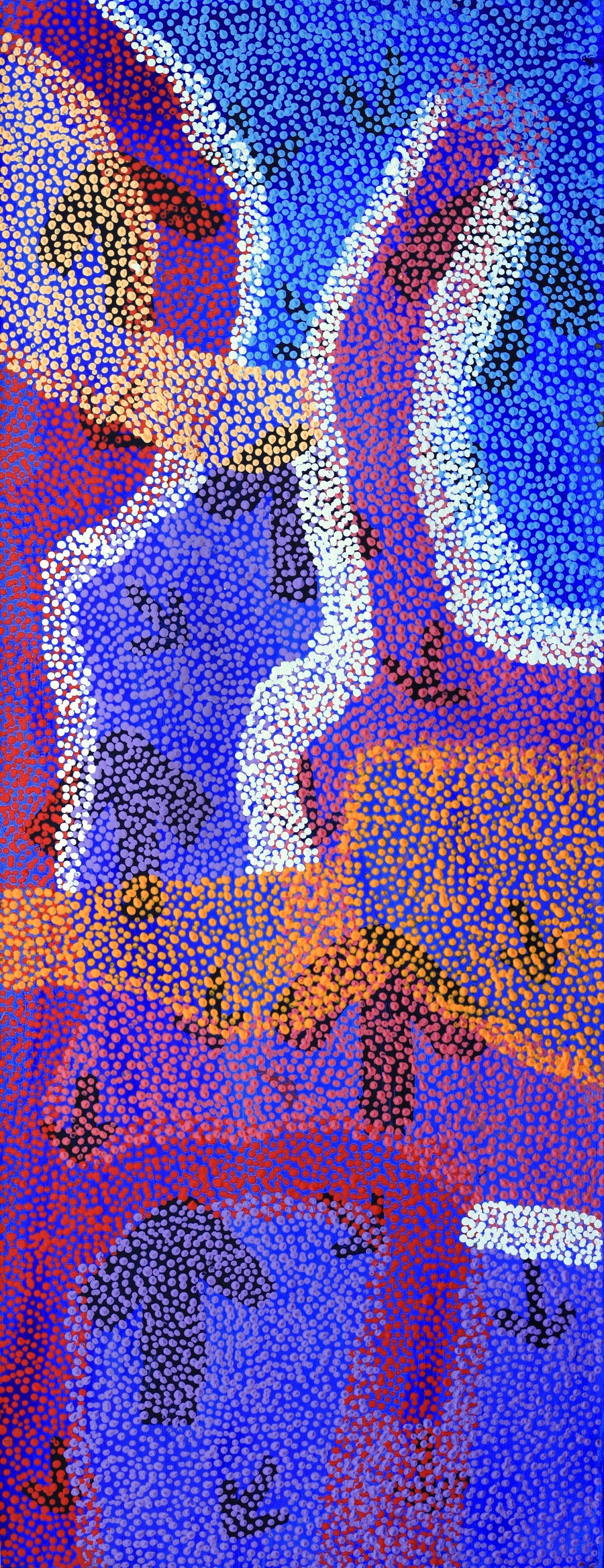 Aboriginal Artwork by Margaret Nangala Gallagher, Yankirri Jukurrpa (Emu Dreaming), 122x46cm