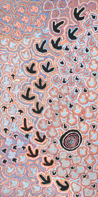 Aboriginal Artwork by Margaret Nangala Gallagher, Yankirri Jukurrpa, 122x61cm