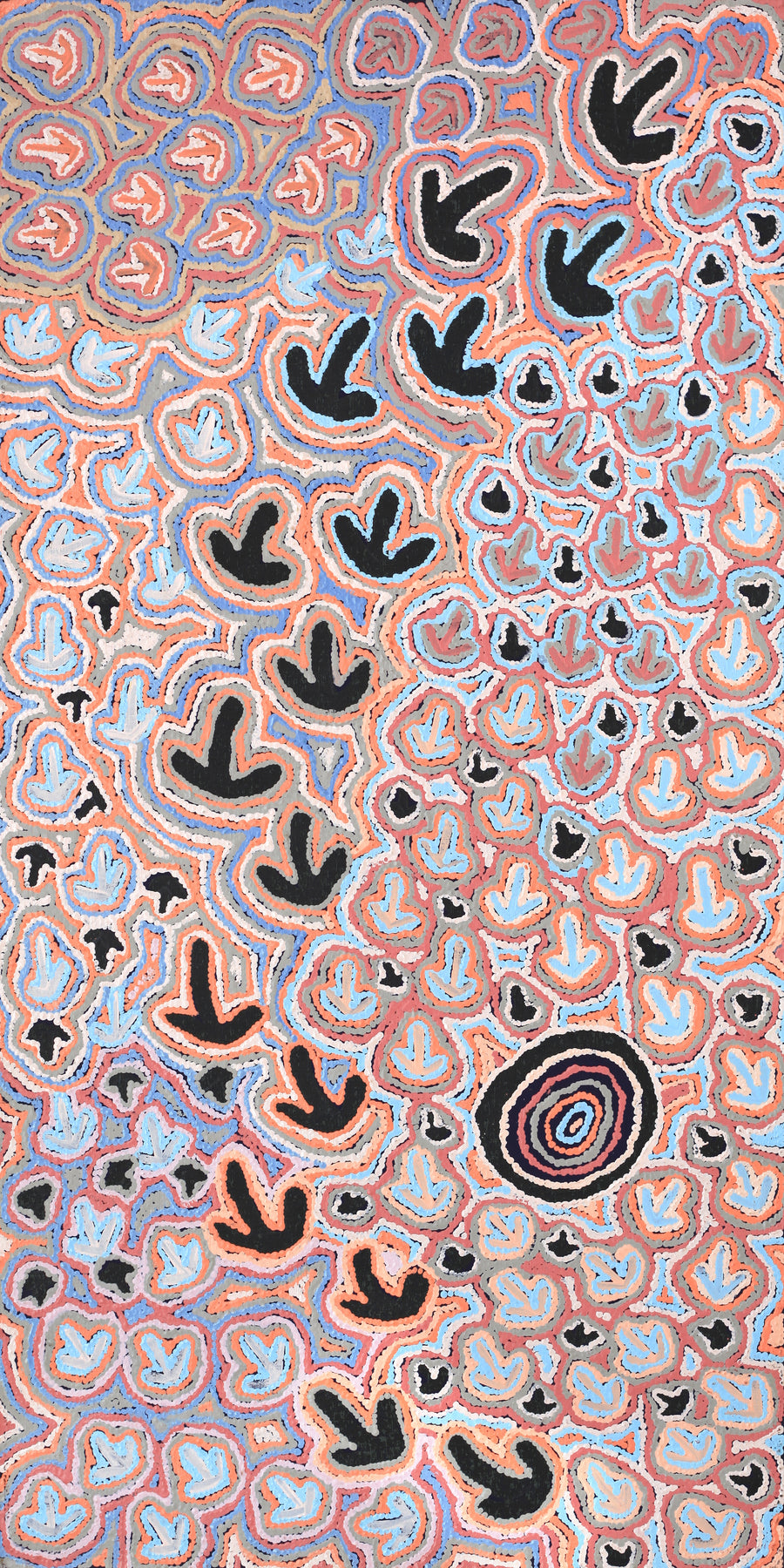 Aboriginal Artwork by Margaret Nangala Gallagher, Yankirri Jukurrpa, 122x61cm