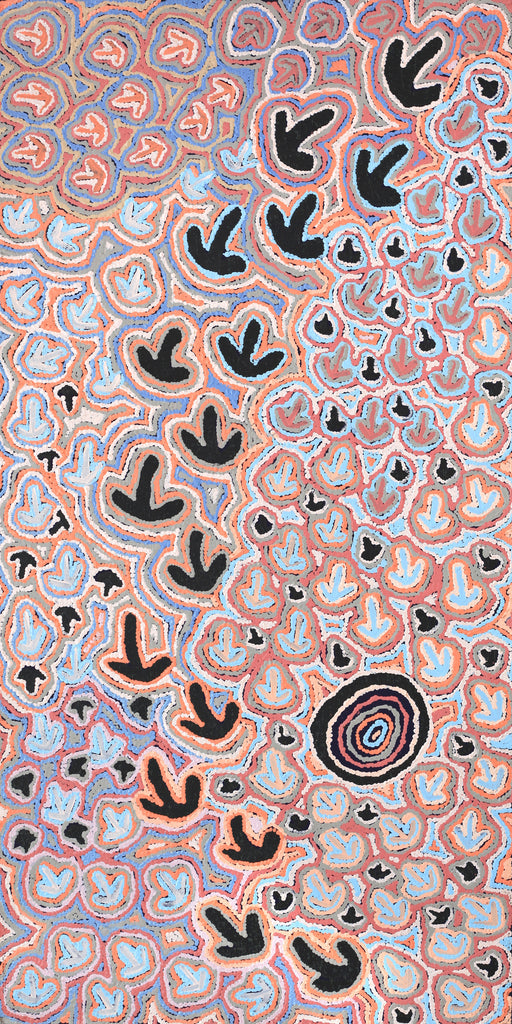 Aboriginal Artwork by Margaret Nangala Gallagher, Yankirri Jukurrpa, 122x61cm - ART ARK®