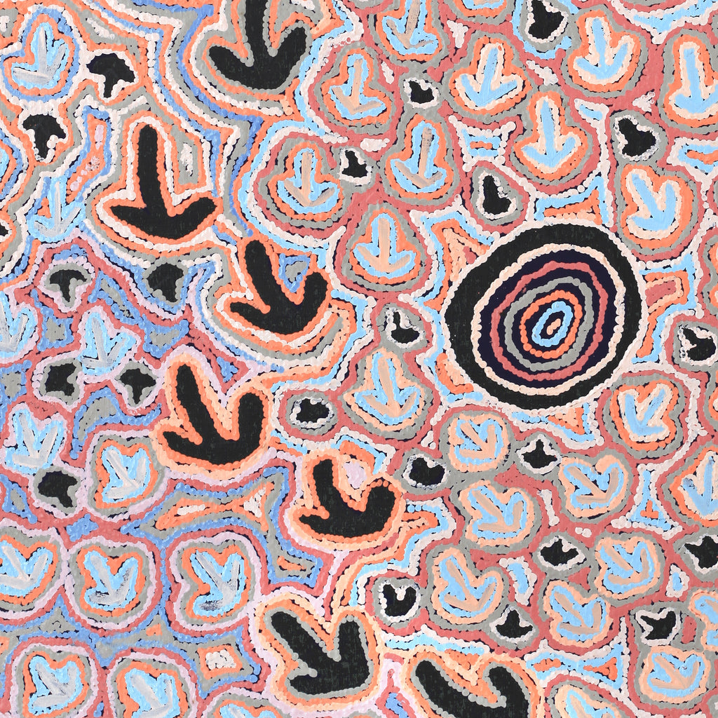 Aboriginal Artwork by Margaret Nangala Gallagher, Yankirri Jukurrpa, 122x61cm