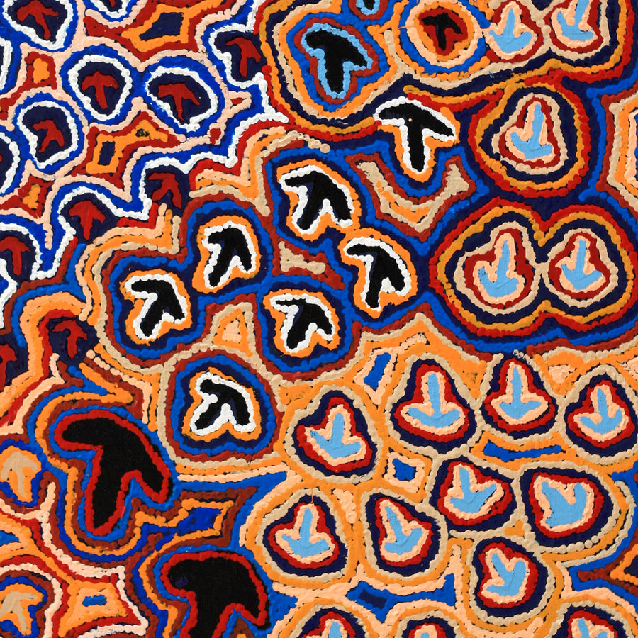 Aboriginal Artwork by Margaret Nangala Gallagher, Yankirri Jukurrpa, 122x61cm