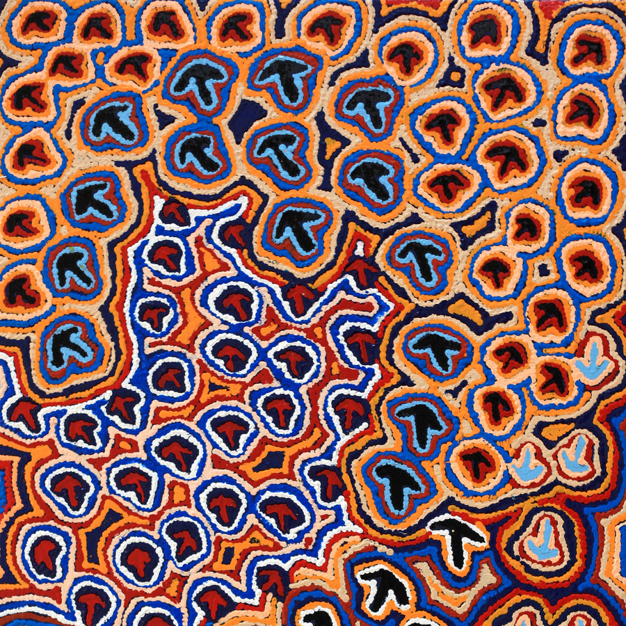 Aboriginal Artwork by Margaret Nangala Gallagher, Yankirri Jukurrpa, 122x61cm