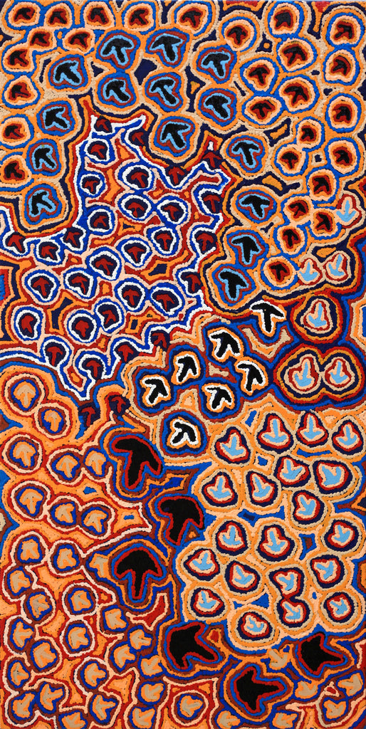 Aboriginal Artwork by Margaret Nangala Gallagher, Yankirri Jukurrpa, 122x61cm