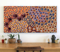 Aboriginal Artwork by Margaret Nangala Gallagher, Yankirri Jukurrpa, 122x61cm