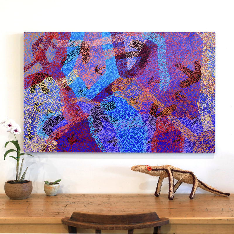 Aboriginal Artwork by Margaret Nangala Gallagher, Yankirri Jukurrpa (Emu Dreaming), 122x76cm