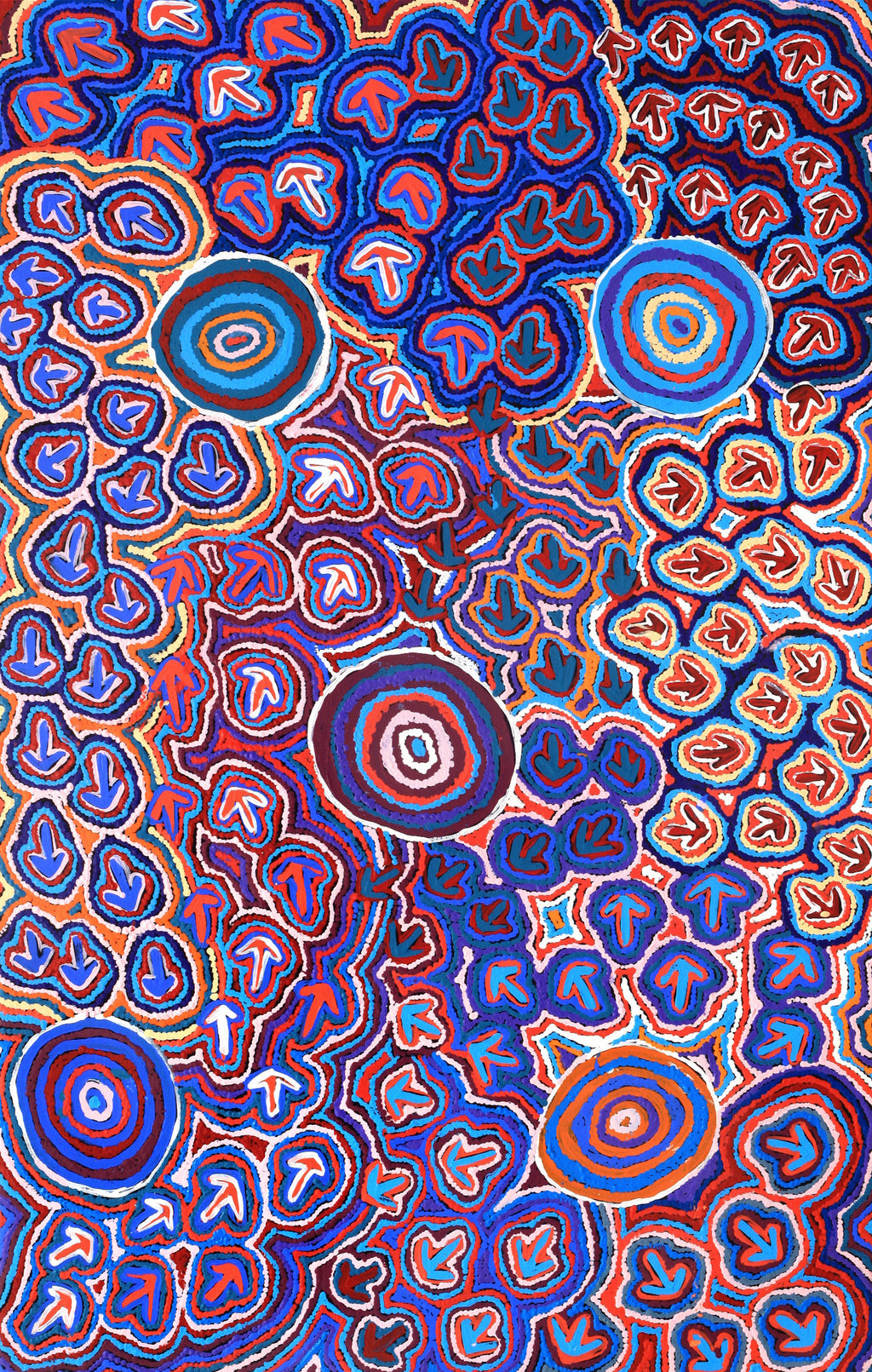 Aboriginal Artwork by Margaret Nangala Gallagher, Yankirri Jukurrpa (Emu Dreaming), 122x76cm