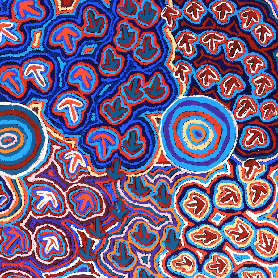 Aboriginal Artwork by Margaret Nangala Gallagher, Yankirri Jukurrpa (Emu Dreaming), 122x76cm