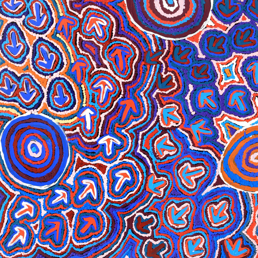 Aboriginal Artwork by Margaret Nangala Gallagher, Yankirri Jukurrpa (Emu Dreaming), 122x76cm