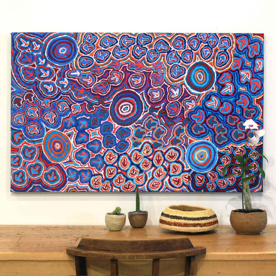 Aboriginal Artwork by Margaret Nangala Gallagher, Yankirri Jukurrpa (Emu Dreaming), 122x76cm