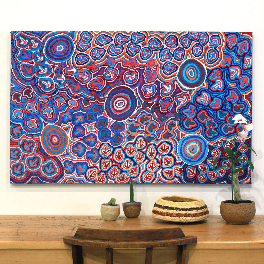 Aboriginal Artwork by Margaret Nangala Gallagher, Yankirri Jukurrpa (Emu Dreaming), 122x76cm - ART ARK®