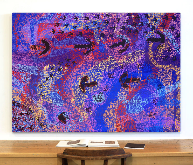 Aboriginal Artwork by Margaret Nangala Gallagher, Yankirri Jukurrpa (Emu Dreaming), 152x107cm