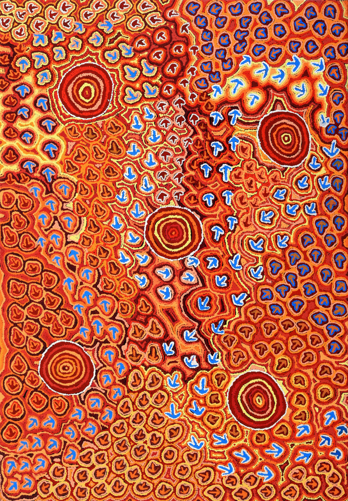 Aboriginal Art by Margaret Nangala Gallagher, Yankirri Jukurrpa, 152x107cm - ART ARK®