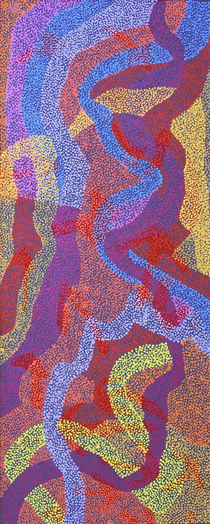 Aboriginal Artwork by Margaret Nangala Gallagher, Yankirri Jukurrpa (Emu Dreaming), 152x61cm