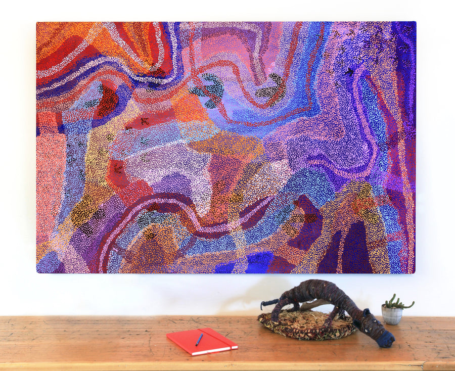 Aboriginal Artwork by Margaret Nangala Gallagher, Yankirri Jukurrpa (Emu Dreaming), 182x122cm