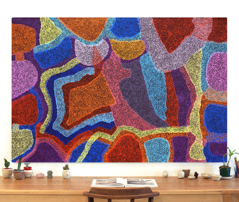 Aboriginal Artwork by Margaret Nangala Gallagher, Yankirri Jukurrpa (Emu Dreaming), 182x122cm