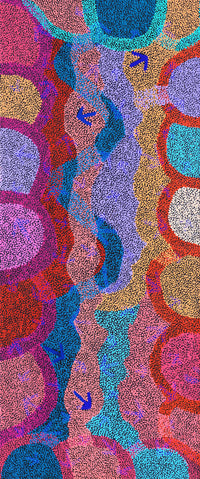 Aboriginal Artwork by Margaret Nangala Gallagher, Yankirri Jukurrpa (Emu Dreaming), 182x76cm