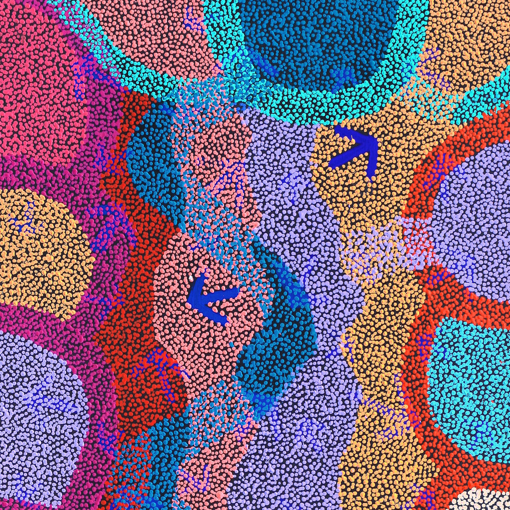 Aboriginal Artwork by Margaret Nangala Gallagher, Yankirri Jukurrpa (Emu Dreaming), 182x76cm