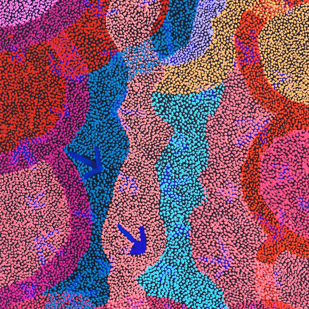 Aboriginal Artwork by Margaret Nangala Gallagher, Yankirri Jukurrpa (Emu Dreaming), 182x76cm