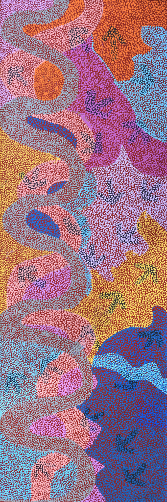 Aboriginal Artwork by Margaret Nangala Gallagher, Yankirri Jukurrpa (Emu Dreaming), 183x61cm