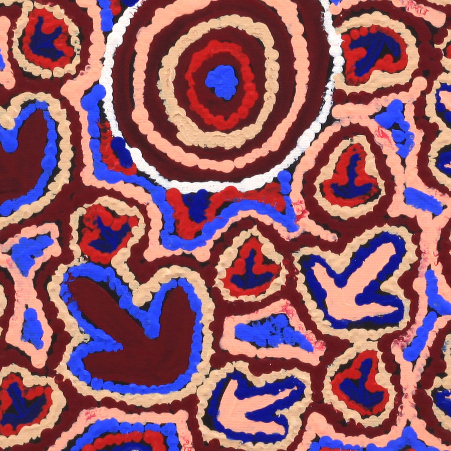 Aboriginal Artwork by Margaret Nangala Gallagher, Yankirri Jukurrpa, 30x30cm