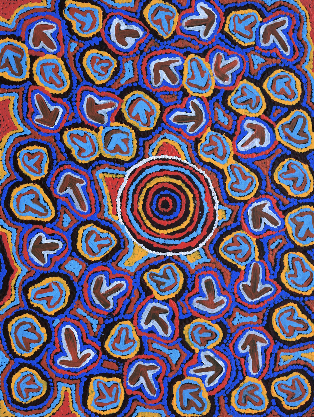 Aboriginal Artwork by Margaret Nangala Gallagher, Yankirri Jukurrpa (Emu Dreaming), 61x46cm