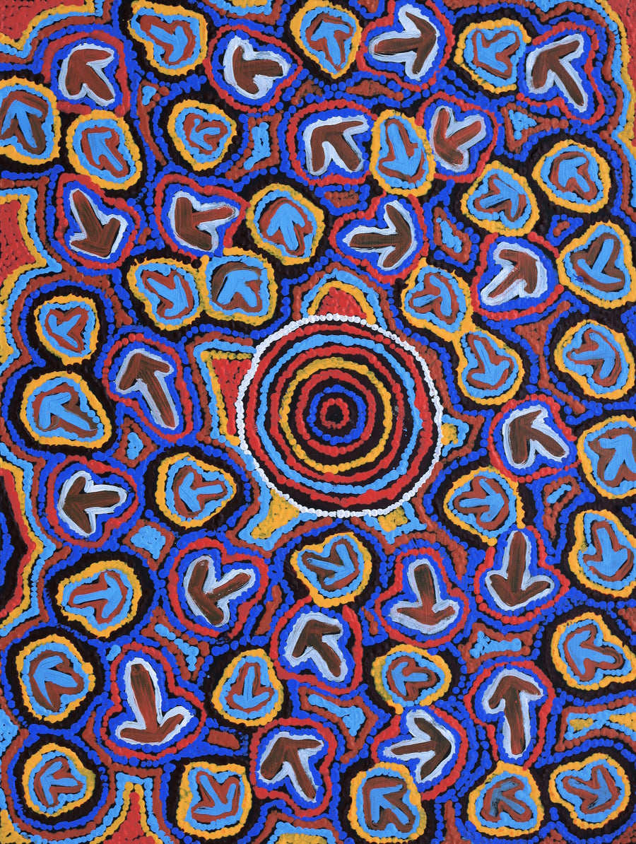 Aboriginal Artwork by Margaret Nangala Gallagher, Yankirri Jukurrpa (Emu Dreaming), 61x46cm