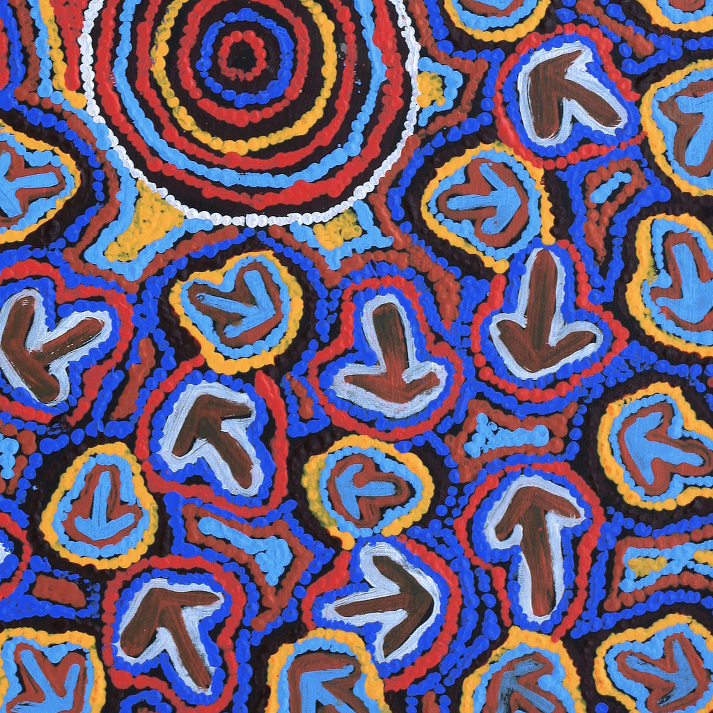 Aboriginal Artwork by Margaret Nangala Gallagher, Yankirri Jukurrpa (Emu Dreaming), 61x46cm