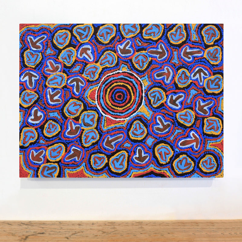 Aboriginal Artwork by Margaret Nangala Gallagher, Yankirri Jukurrpa (Emu Dreaming), 61x46cm