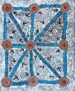Aboriginal Artwork by Margaret Nangala Gallagher, Yankirri Jukurrpa (Emu Dreaming), 76x61cm - ART ARK®