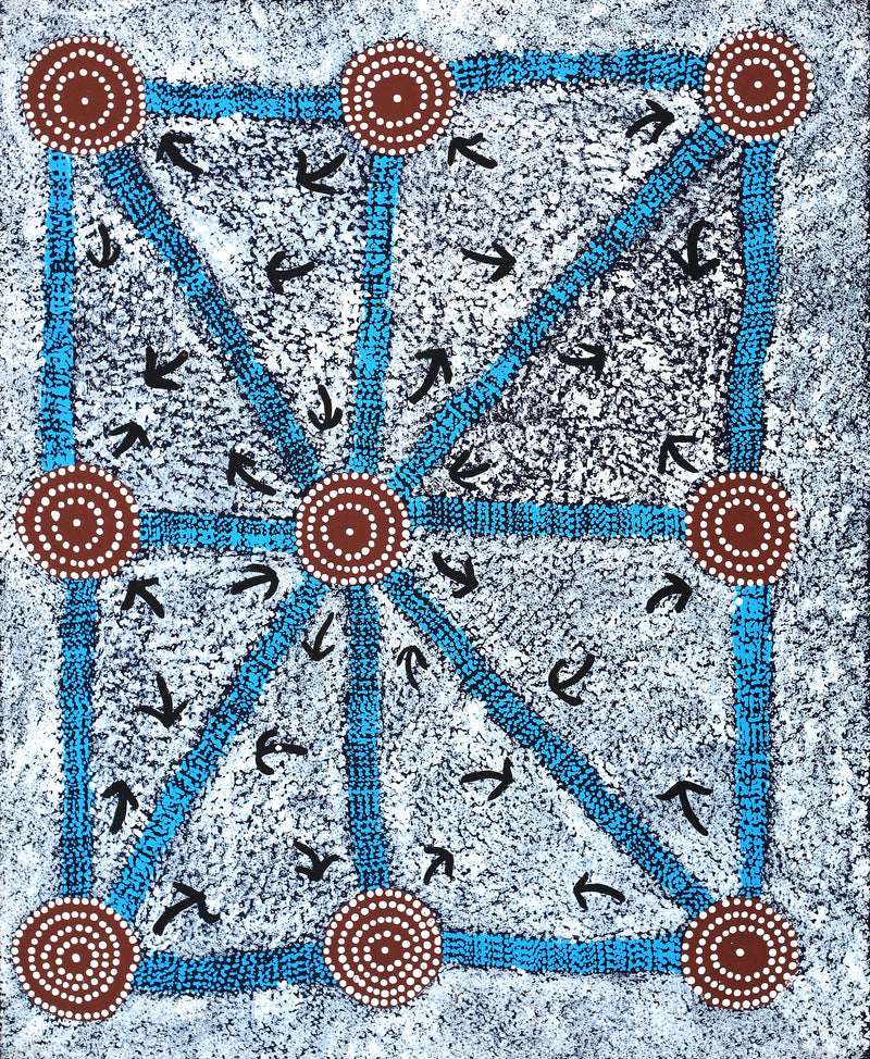 Aboriginal Artwork by Margaret Nangala Gallagher, Yankirri Jukurrpa (Emu Dreaming), 76x61cm