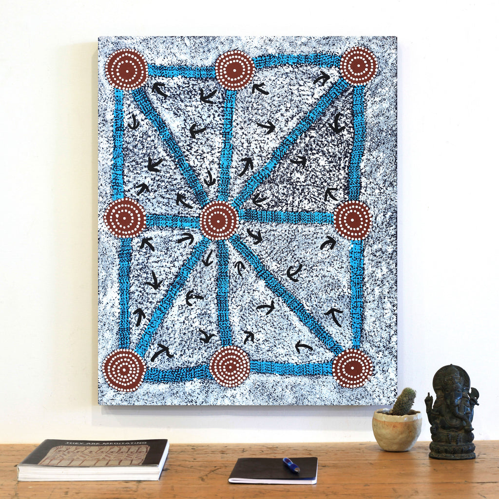 Aboriginal Artwork by Margaret Nangala Gallagher, Yankirri Jukurrpa (Emu Dreaming), 76x61cm