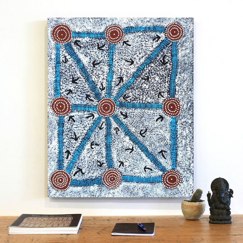 Aboriginal Artwork by Margaret Nangala Gallagher, Yankirri Jukurrpa (Emu Dreaming), 76x61cm