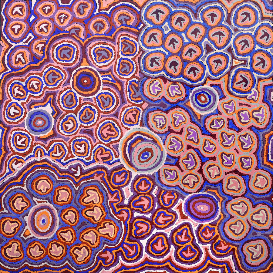 Aboriginal Artwork by Margaret Nangala Gallagher, Yankirri Jukurrpa (Emu Dreaming), 76x76cm
