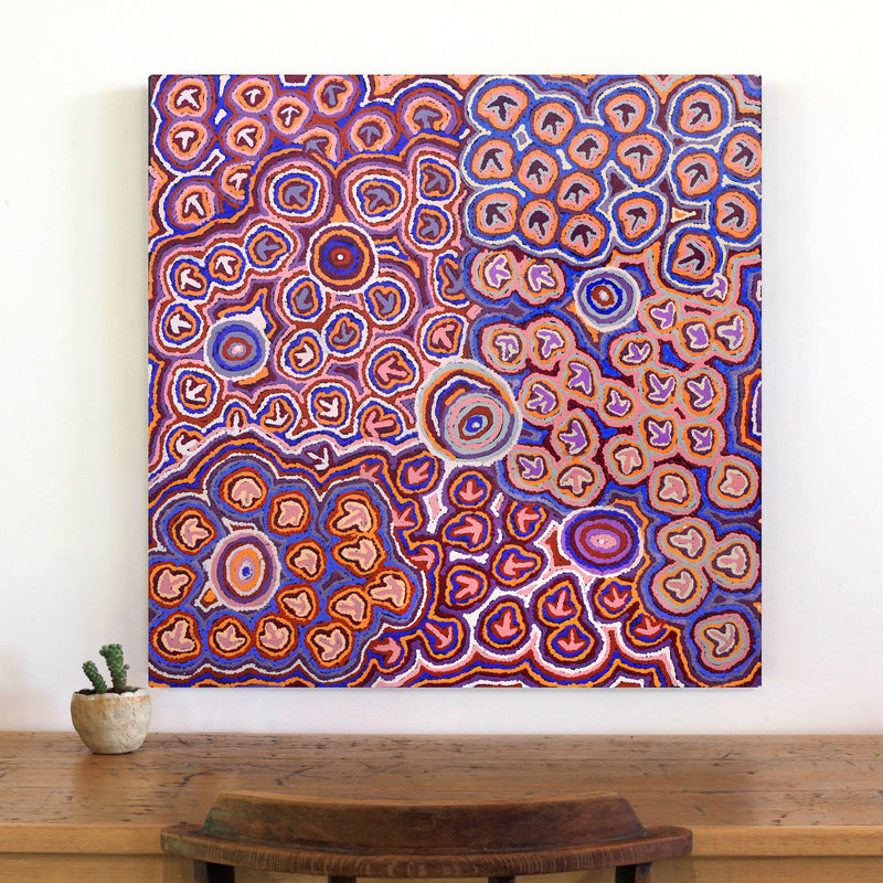 Aboriginal Artwork by Margaret Nangala Gallagher, Yankirri Jukurrpa (Emu Dreaming), 76x76cm