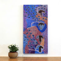 Aboriginal Artwork by Margaret Nangala Gallagher, Yankirri Jukurrpa (Emu Dreaming), 91x46cm