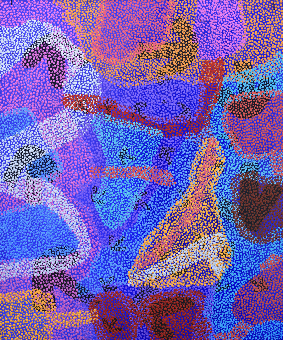 Aboriginal Artwork by Margaret Nangala Gallagher, Yankirri Jukurrpa (Emu Dreaming), 91x76cm