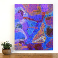 Aboriginal Artwork by Margaret Nangala Gallagher, Yankirri Jukurrpa (Emu Dreaming), 91x76cm