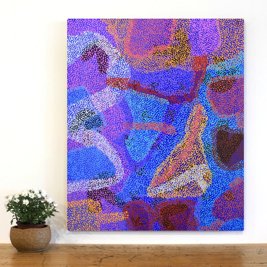 Aboriginal Artwork by Margaret Nangala Gallagher, Yankirri Jukurrpa (Emu Dreaming), 91x76cm