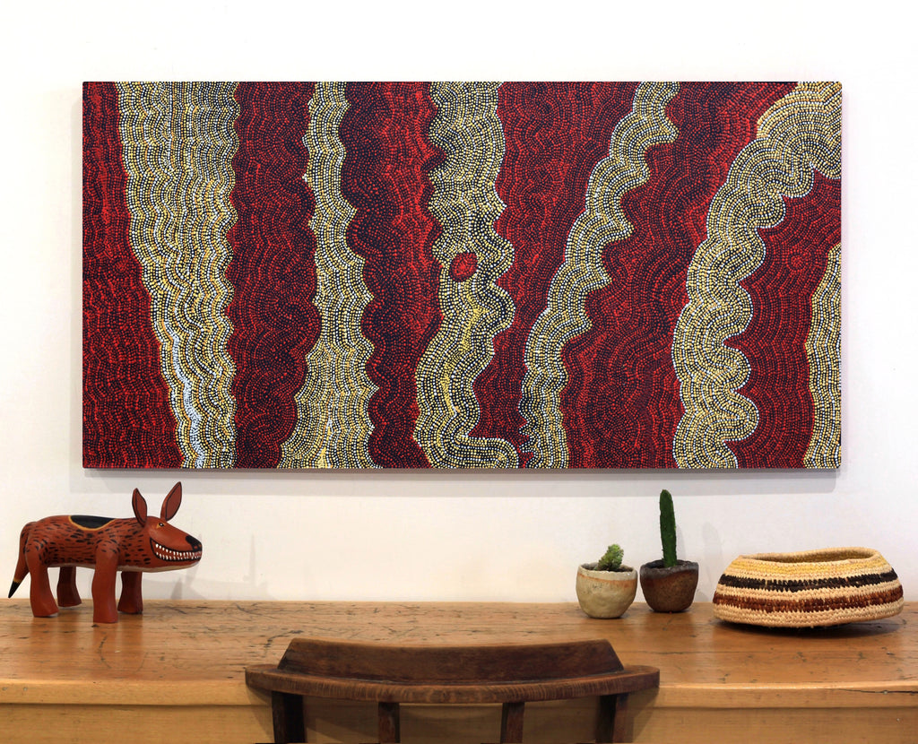 Aboriginal Artwork by Margaret Napangardi Lewis, Mina Mina Dreaming - Ngalyipi, 122x61cm - ART ARK®