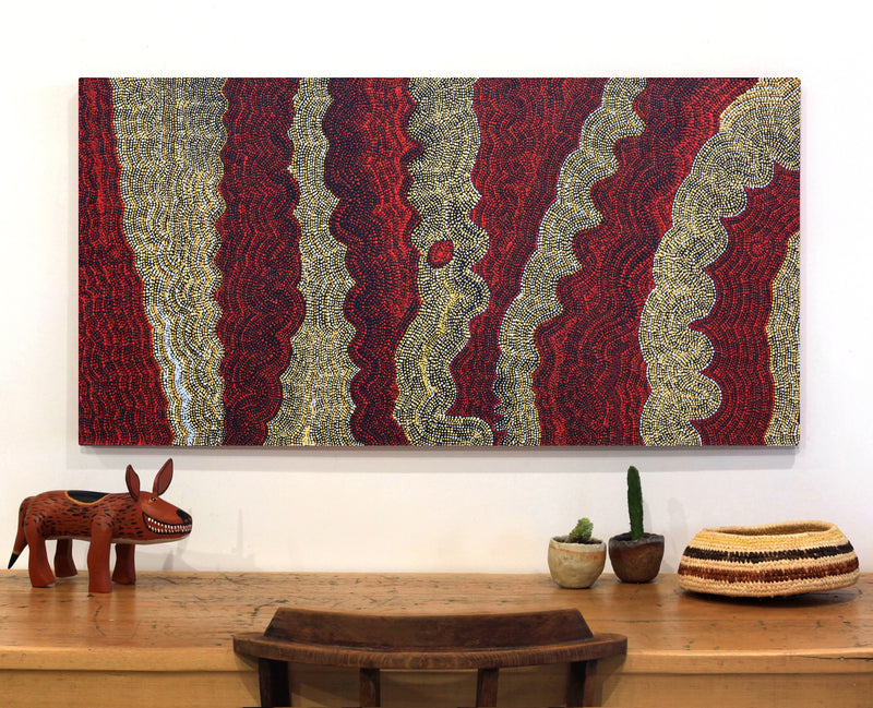 Aboriginal Artwork by Margaret Napangardi Lewis, Mina Mina Dreaming - Ngalyipi, 122x61cm