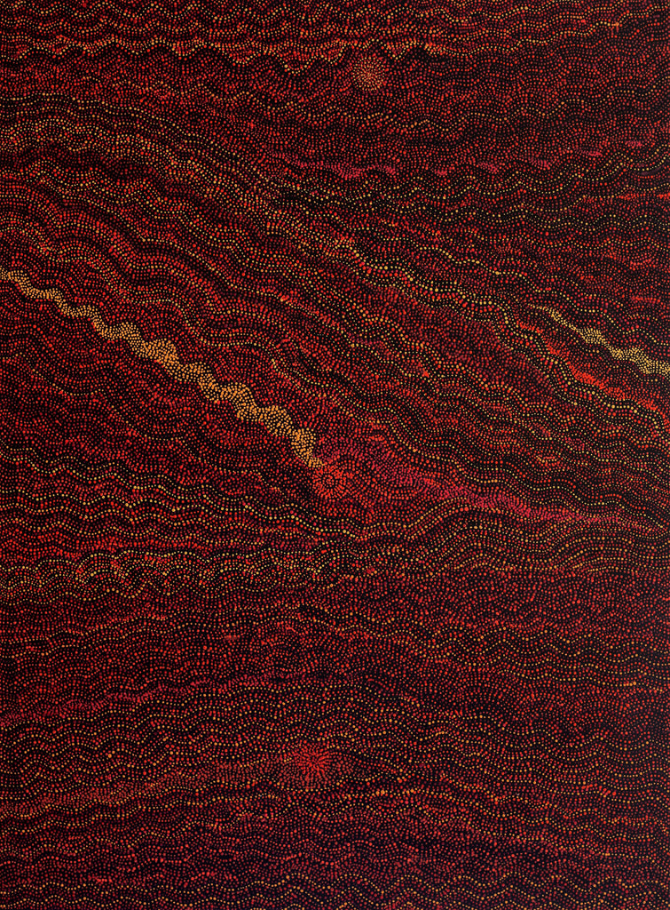 Aboriginal Artwork by Margaret Napangardi Lewis, Mina Mina Jukurrpa (Mina Mina Dreaming) - Ngalyipi, 122x91cm