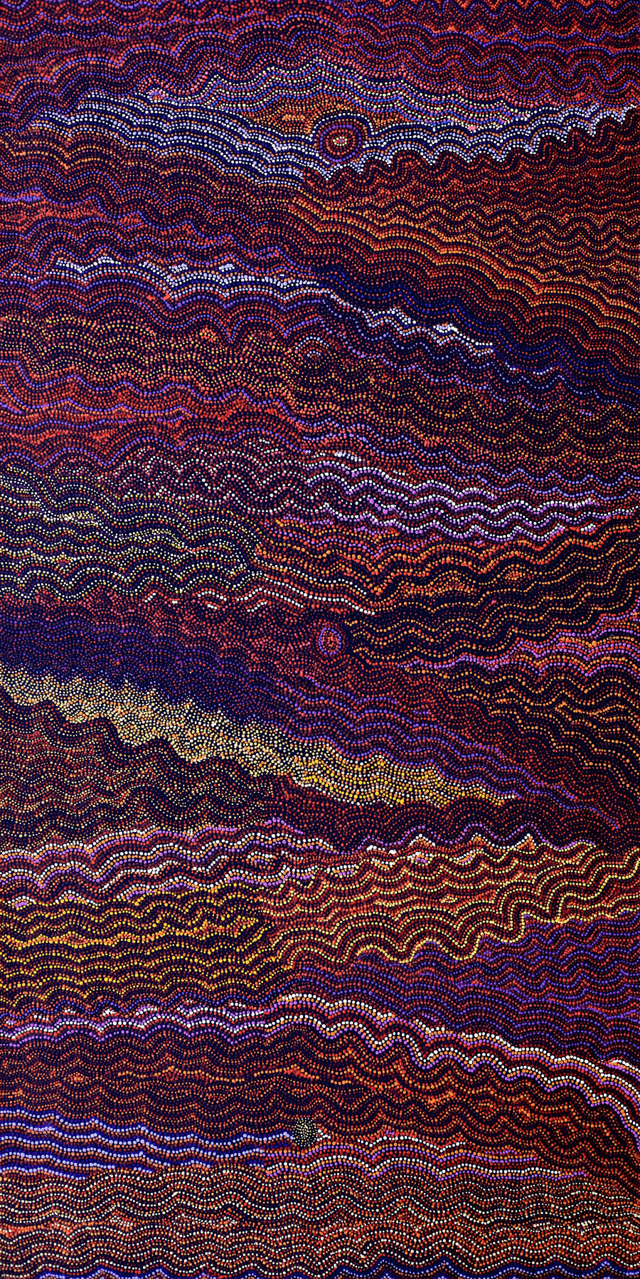 Aboriginal Artwork by Margaret Napangardi Lewis, Mina Mina Dreaming - Ngalyipi, 183x91cm