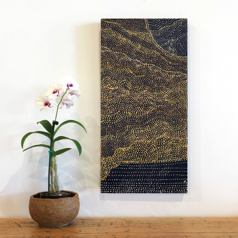 Aboriginal Artwork by Margaret Napangardi Lewis, Mina Mina Dreaming - Ngalyipi, 61x30cm