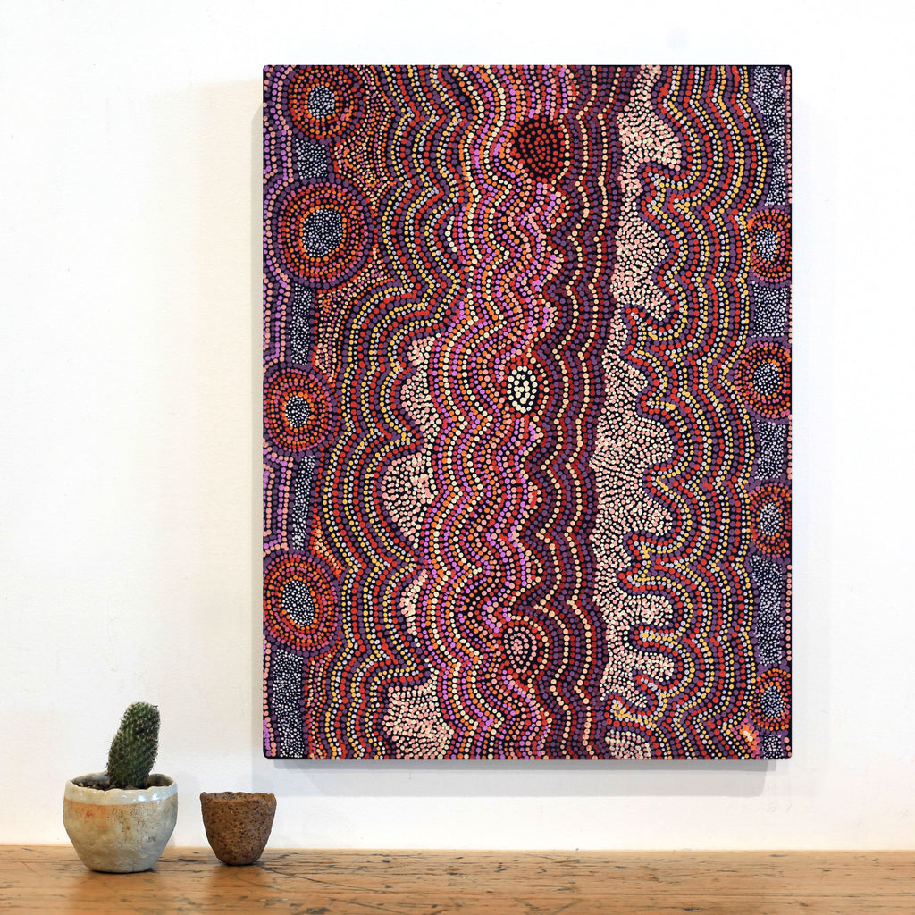 Aboriginal Artwork by Margaret Napangardi Lewis, Mina Mina Dreaming - Ngalyipi, 61x46cm - ART ARK®
