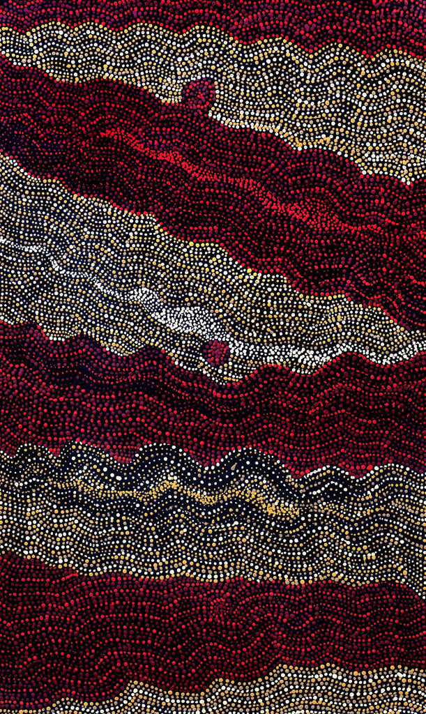 Aboriginal Artwork by Margaret Napangardi Lewis, Mina Mina Dreaming - Ngalyipi, 76x46cm - ART ARK®