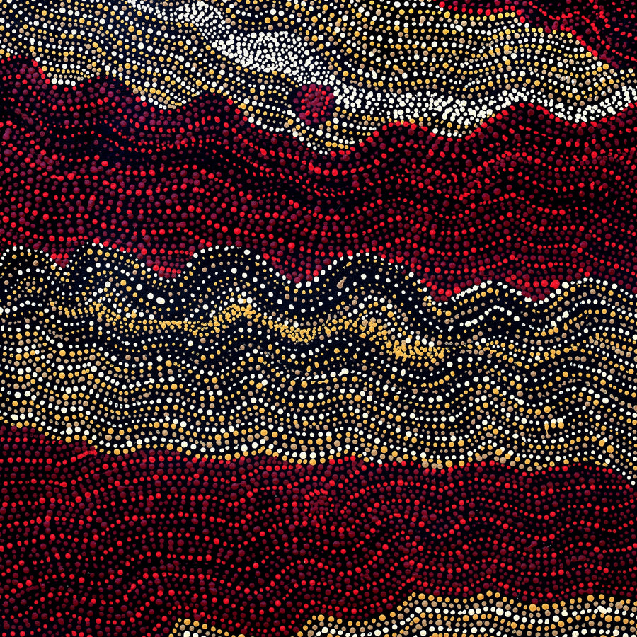 Aboriginal Artwork by Margaret Napangardi Lewis, Mina Mina Dreaming - Ngalyipi, 76x46cm