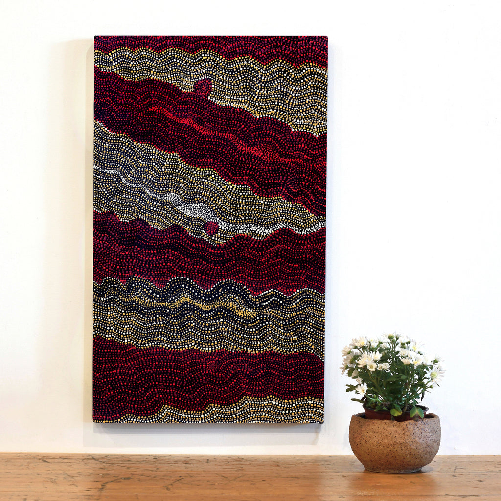Aboriginal Artwork by Margaret Napangardi Lewis, Mina Mina Dreaming - Ngalyipi, 76x46cm